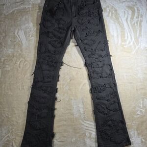 Men's Black Stacked Jeans Armor 34x36 AR719 Metal Skater Grunge